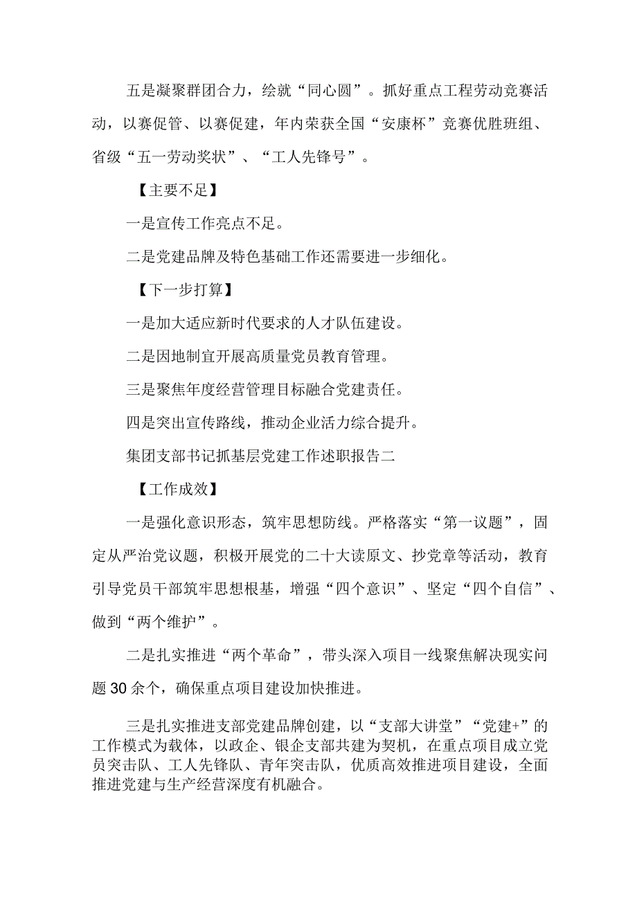 2023集团支部书记抓基层党建工作述职报告 公司党支部书记抓基层党建工作述职报告最新.docx_第2页