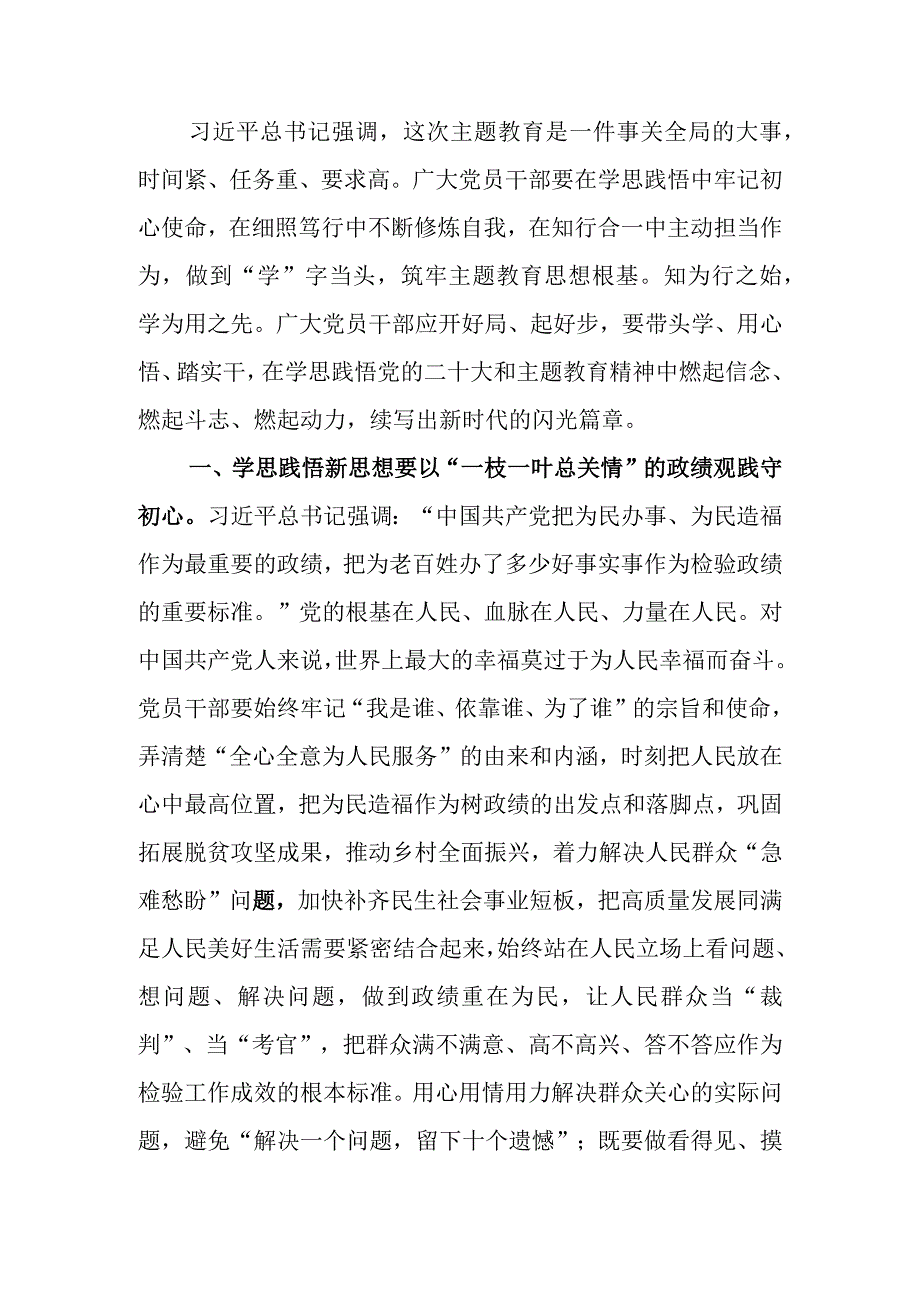 2023年理论学习交流发言：学思践悟勇担当 砥砺奋进新征程.docx_第1页