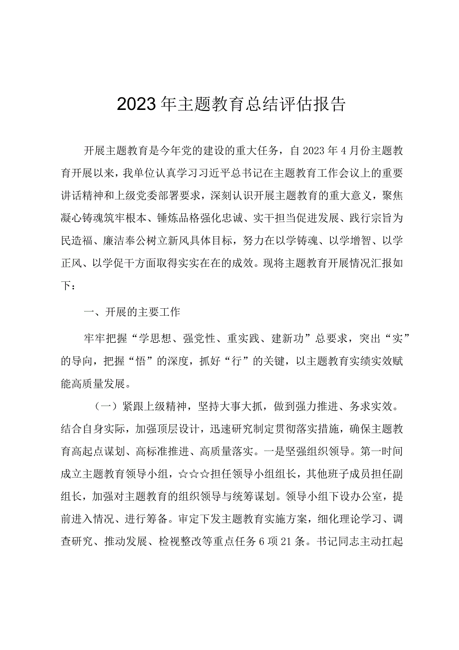 2023年主题教育总结评估报告（范文）.docx_第1页