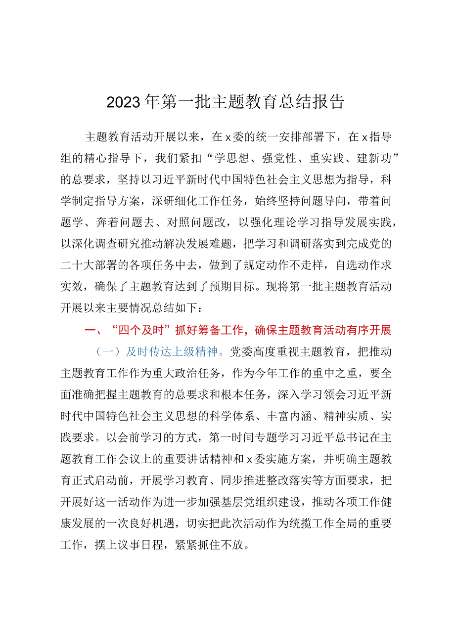 2023年第一批主题教育总结报告.docx_第1页