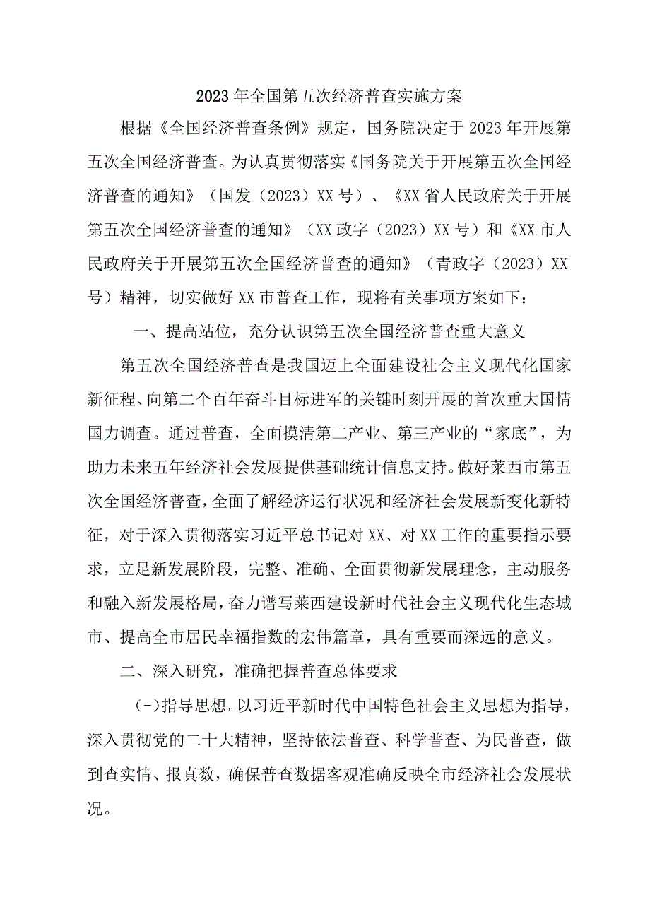 2023年开发区开展全国第五次经济普查专项实施方案 新编2份.docx_第1页