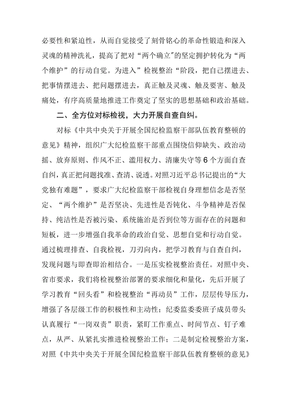 2023区纪检监察干部队伍教育整顿“检视整治”环节阶段工作总结汇报3篇.docx_第3页