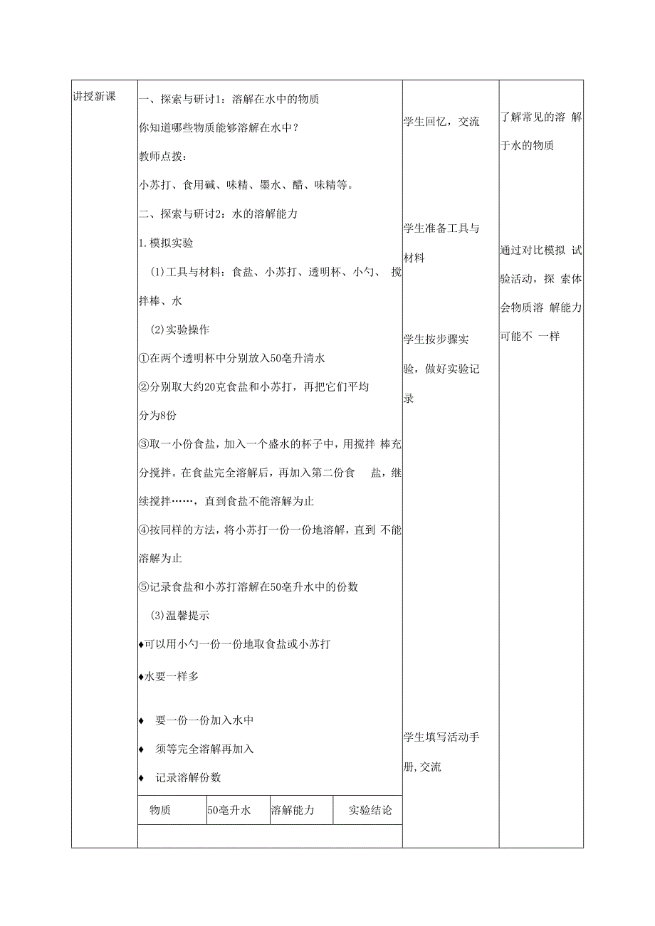 三年级科学上册 第1单元 水 5《水能溶解多少物质》教案2 教科版-教科版小学三年级上册自然科学教案.docx_第2页