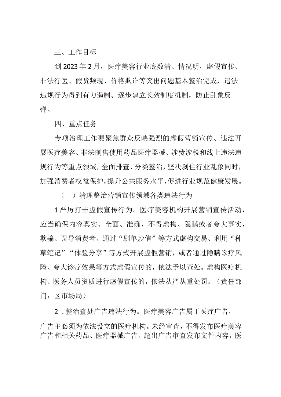 XX区医疗美容行业突出问题专项治理工作方案.docx_第2页