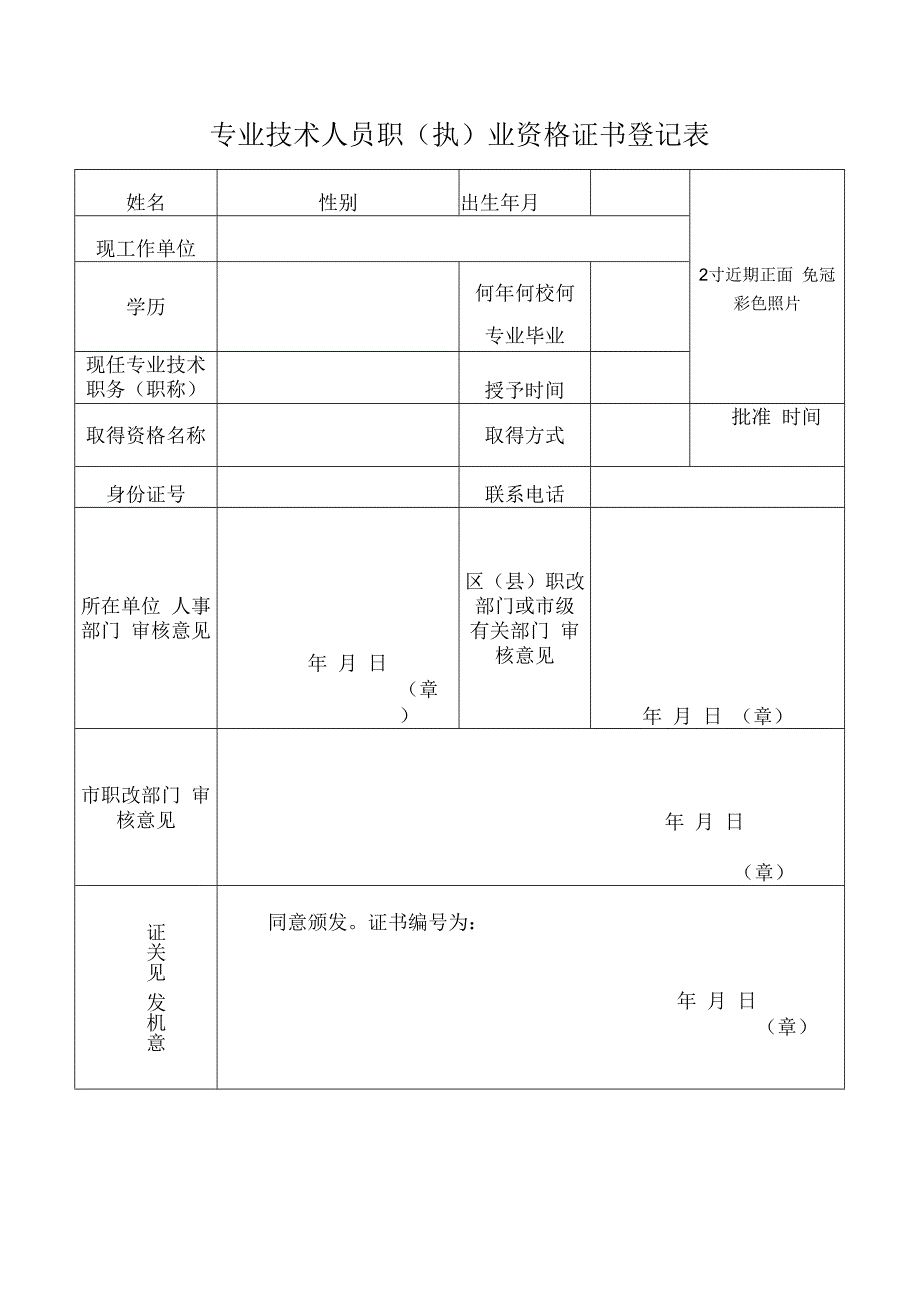 专业技术人员职（执）业资格证书登记表.docx_第1页