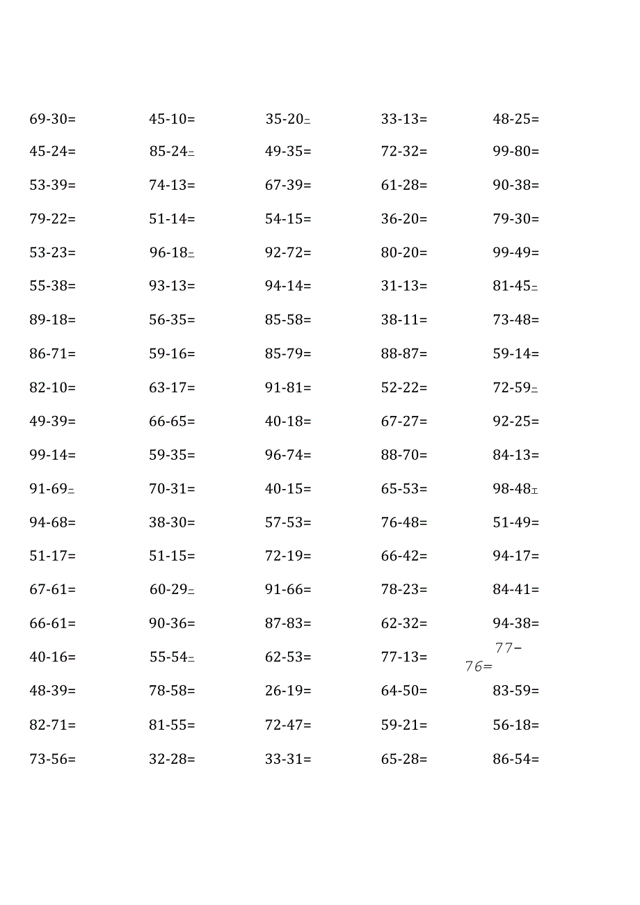 人教版三年级上册100道口算题大全(1700道 ).docx_第2页