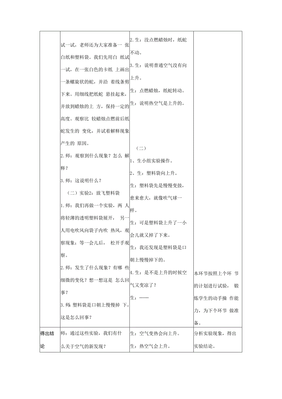 三年级科学上册 第四单元 流动的空气 2 会上升的热空气教学设计 大象版-大象版小学三年级上册自然科学教案.docx_第3页