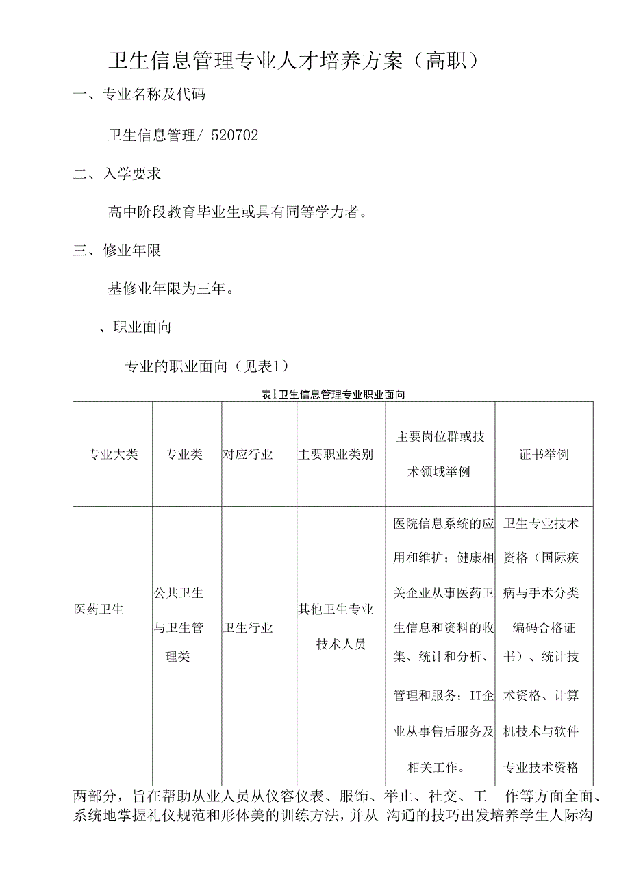 卫生信息管理专业人才培养方案(高职).docx_第1页