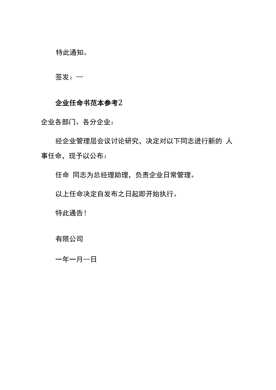 企业管理层任命书范本.docx_第2页