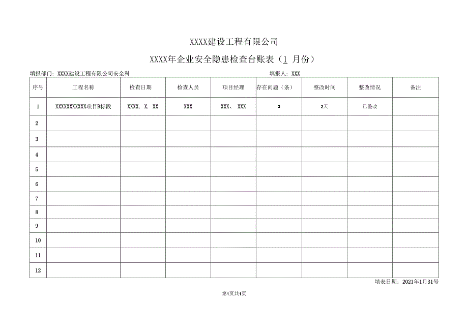 企业安全隐患检查台账月表14.docx_第2页