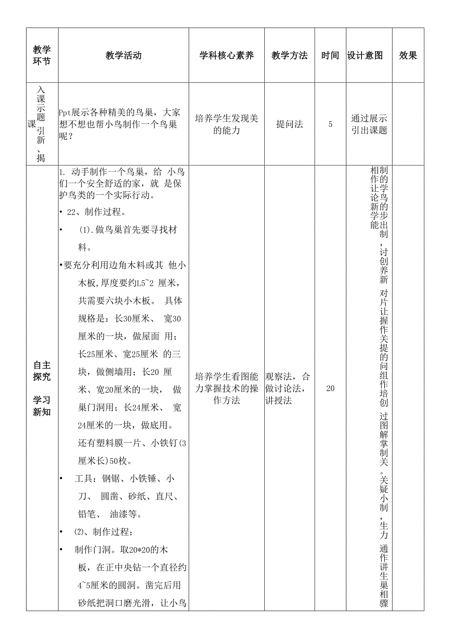 五年级劳动与技术第14课时-做鸟巢“双减双设计”精品教案.docx_第2页