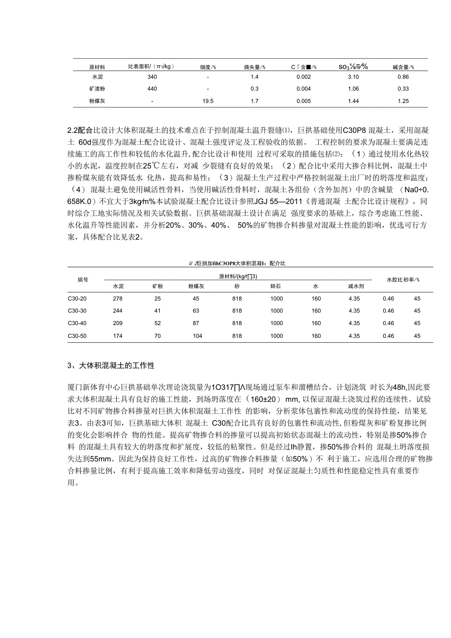 厦门新体育中心巨拱基础大体积混凝土的 配制与应用研究.docx_第2页