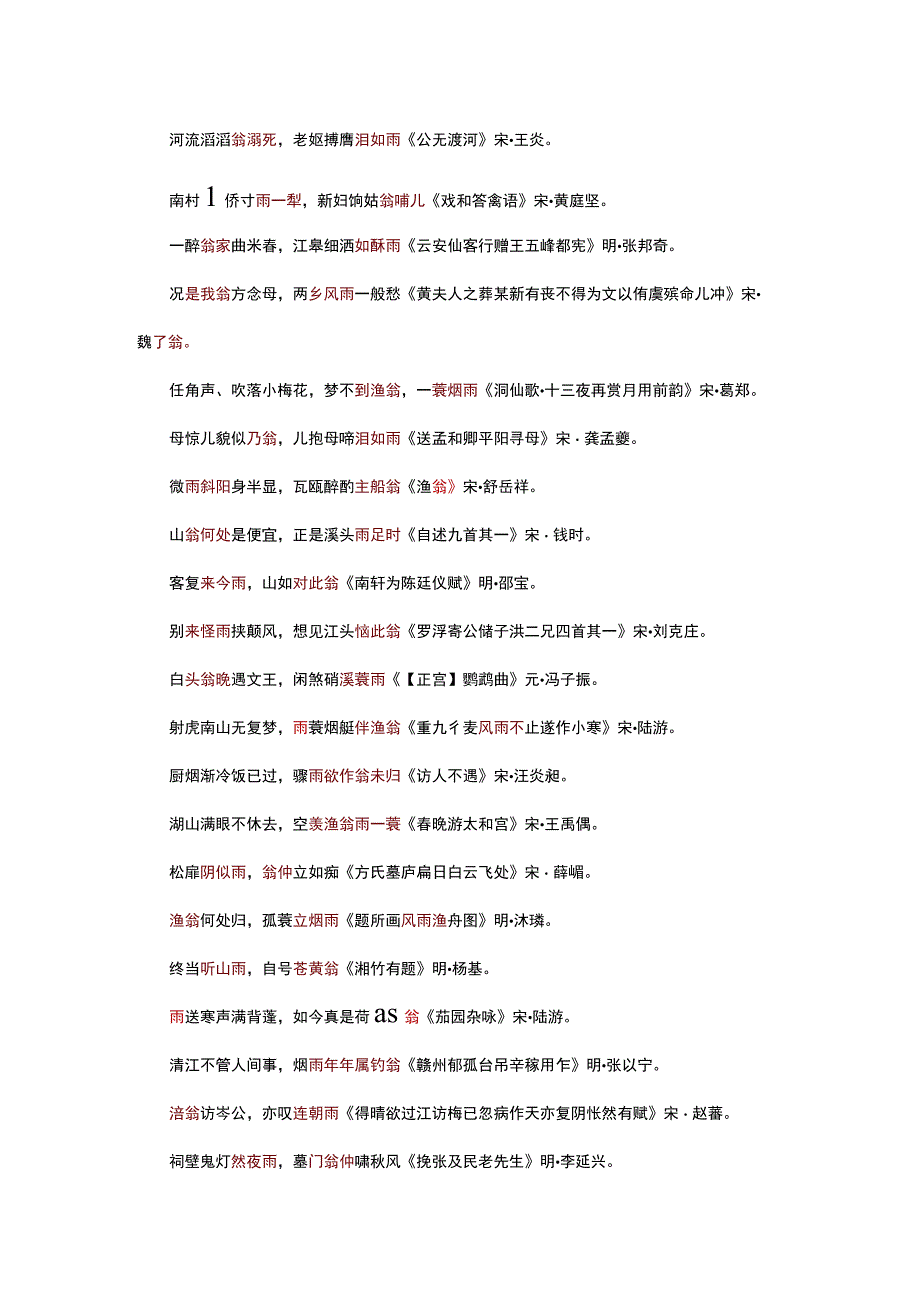 带翁跟雨字的诗词.docx_第2页