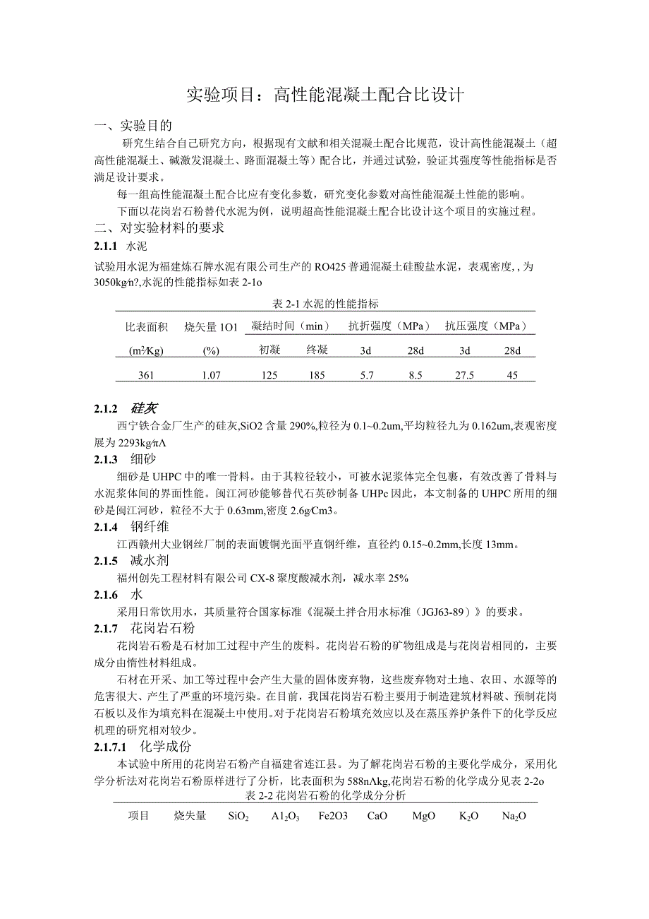 掺花岗岩石粉UHPC配合比设计.docx_第2页