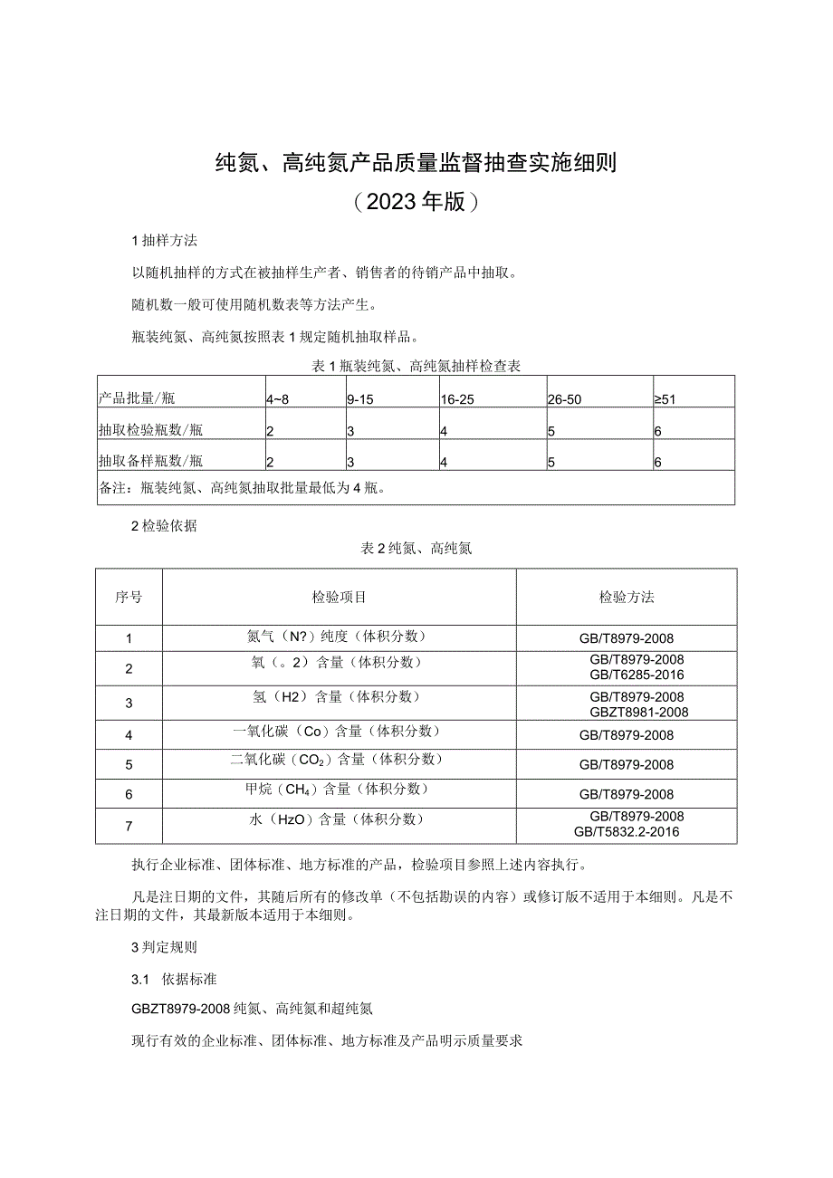 纯氮、高纯氮产品质量监督抽查实施细则（2022年版）.docx_第1页