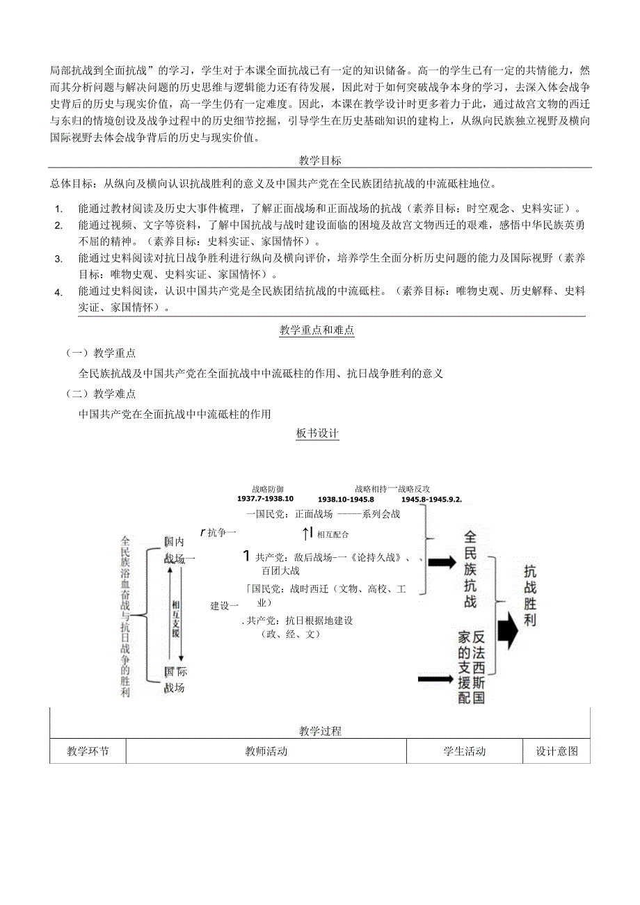第24课 无问西东-全民族浴血奋战与抗日战争的胜利【教学设计】（表格式）.docx_第2页