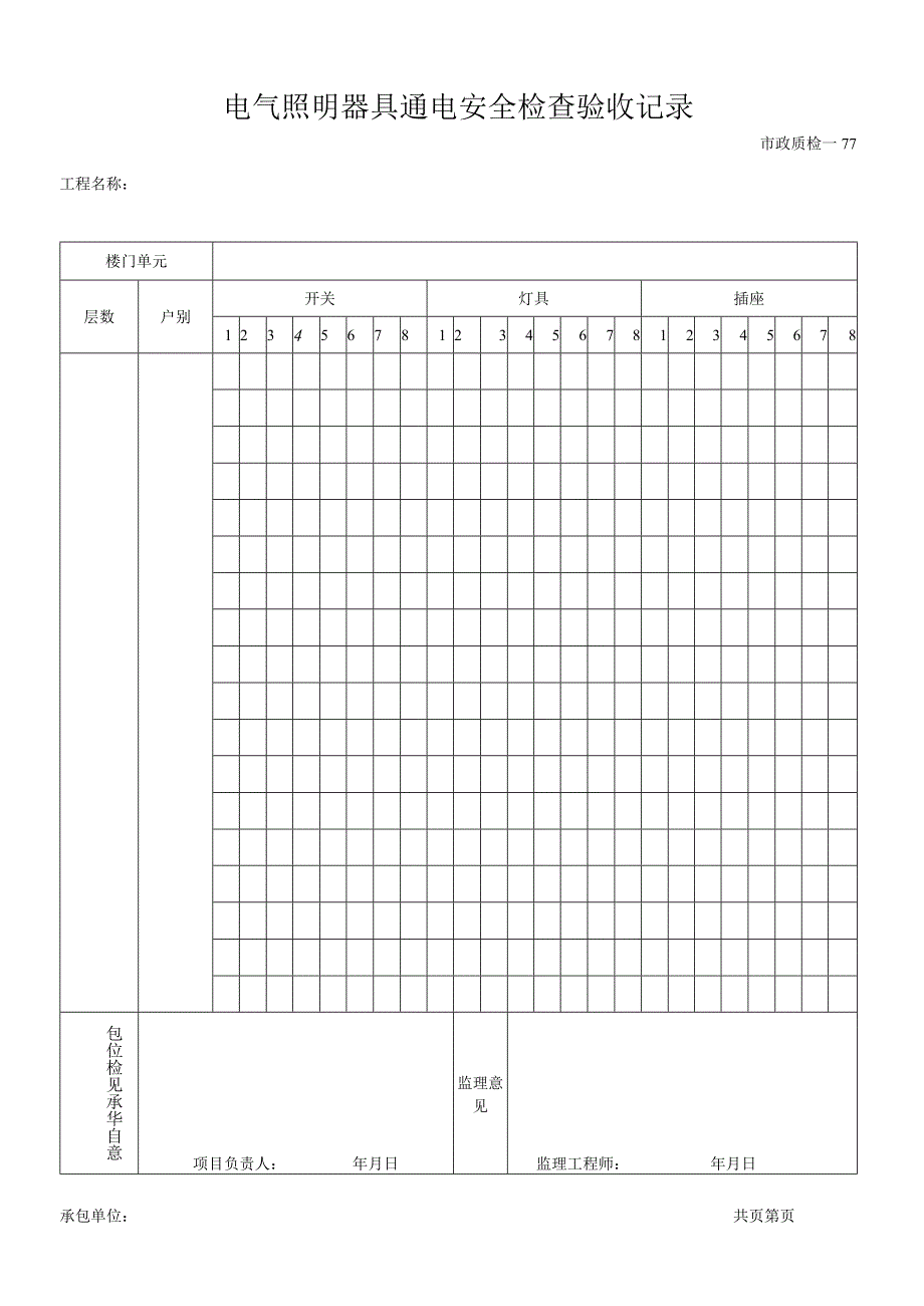 电气照明器具通电安全检查验收记录.docx_第1页