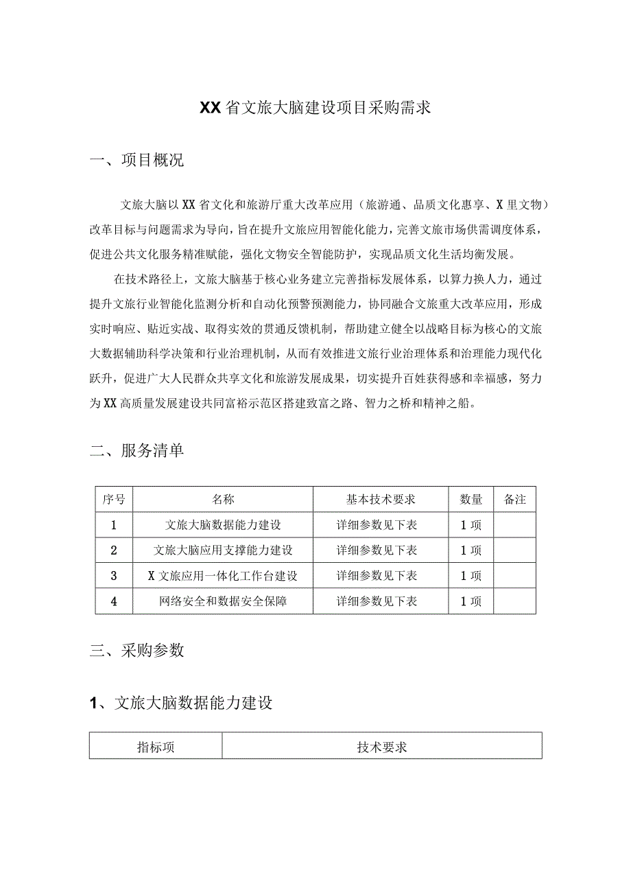 XX省文旅大脑建设项目采购需求.docx_第1页