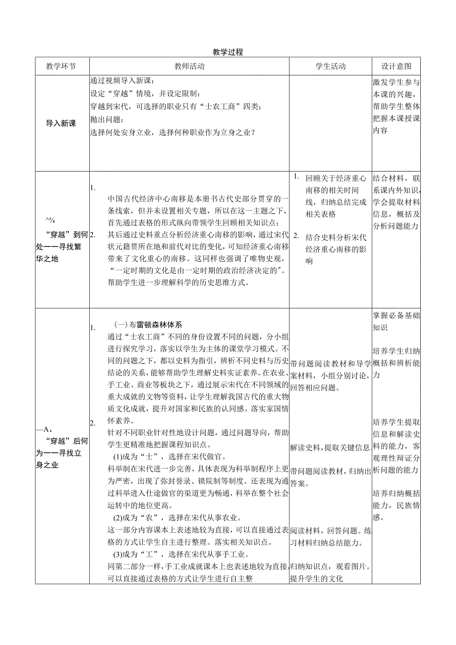 第11课 辽宋夏金元的经济与社会【教学设计】（表格式）.docx_第2页