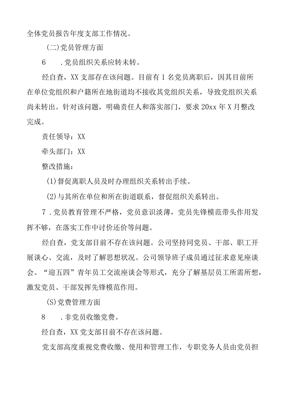 公司党支部党建工作问题整治自查报告集团企业整改总结汇报.docx_第3页