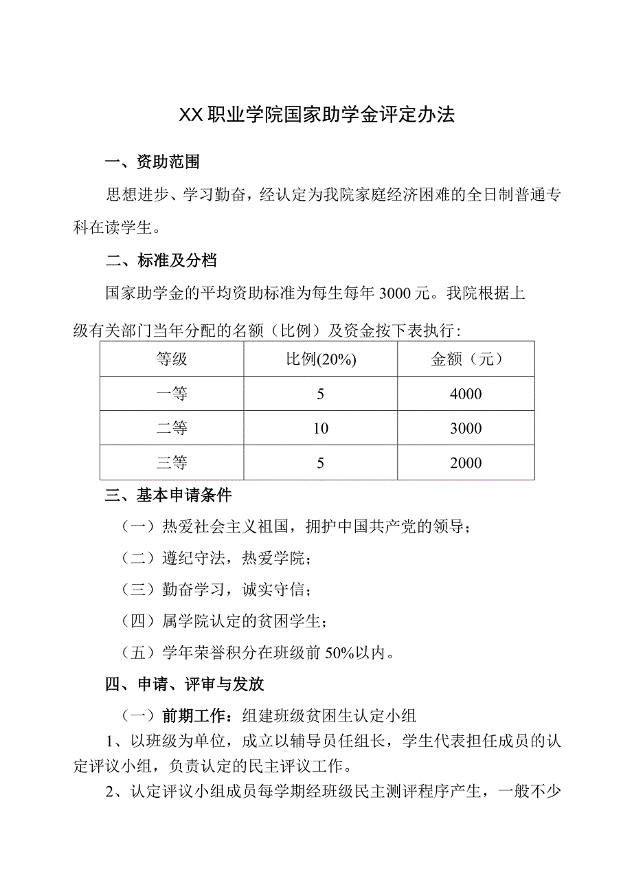 XX职业学院国家助学金评定办法(2023年修订).docx_第1页