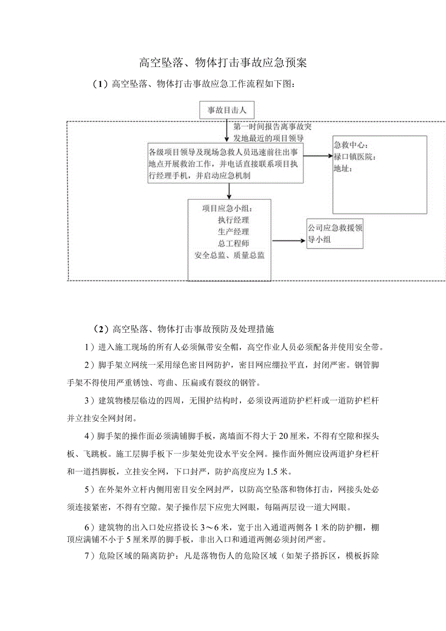 高空坠落、物体打击事故应急预案.docx_第1页