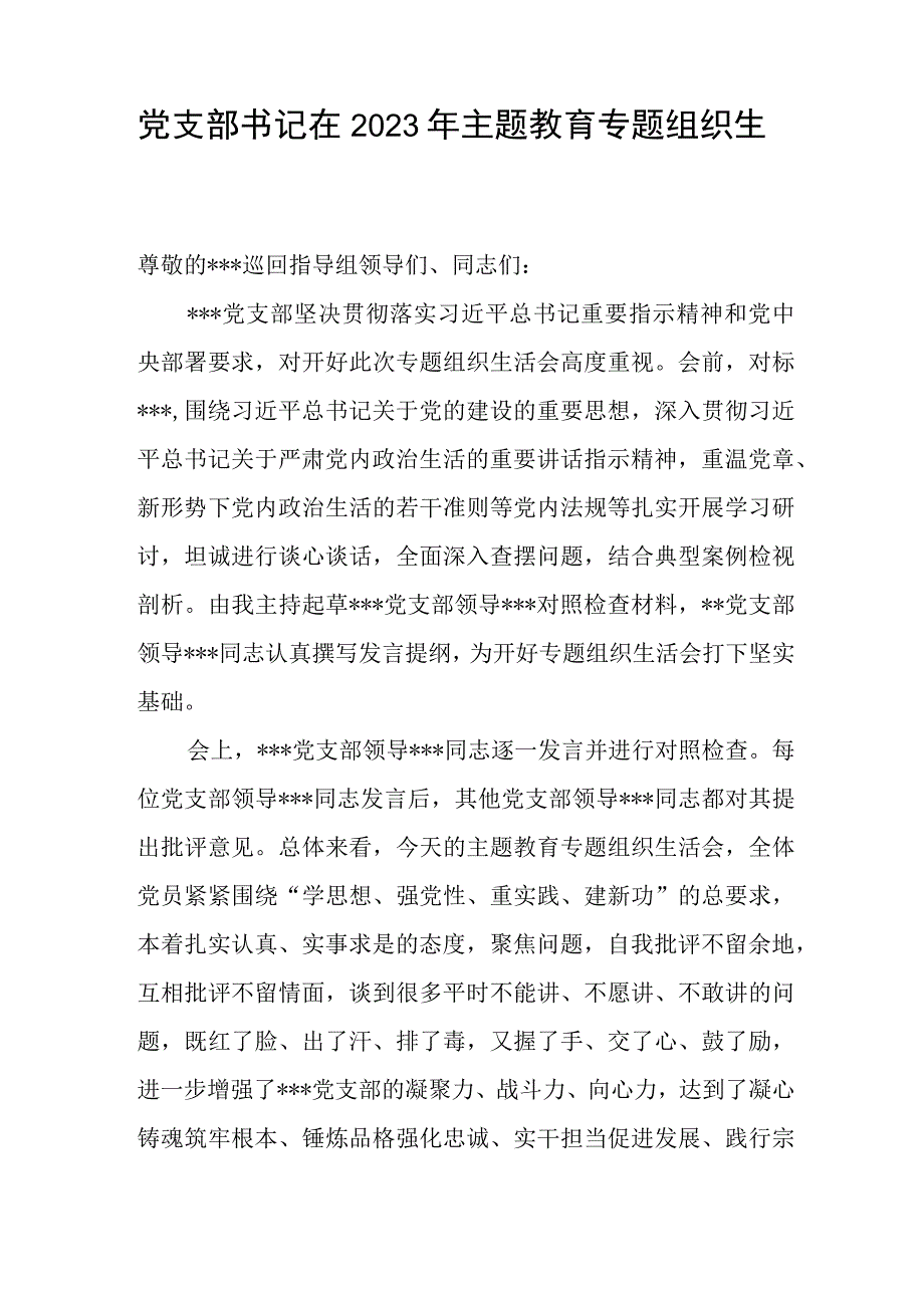 党支部书记在2023年主题教育专题组织生活会上总结表态发言.docx_第2页