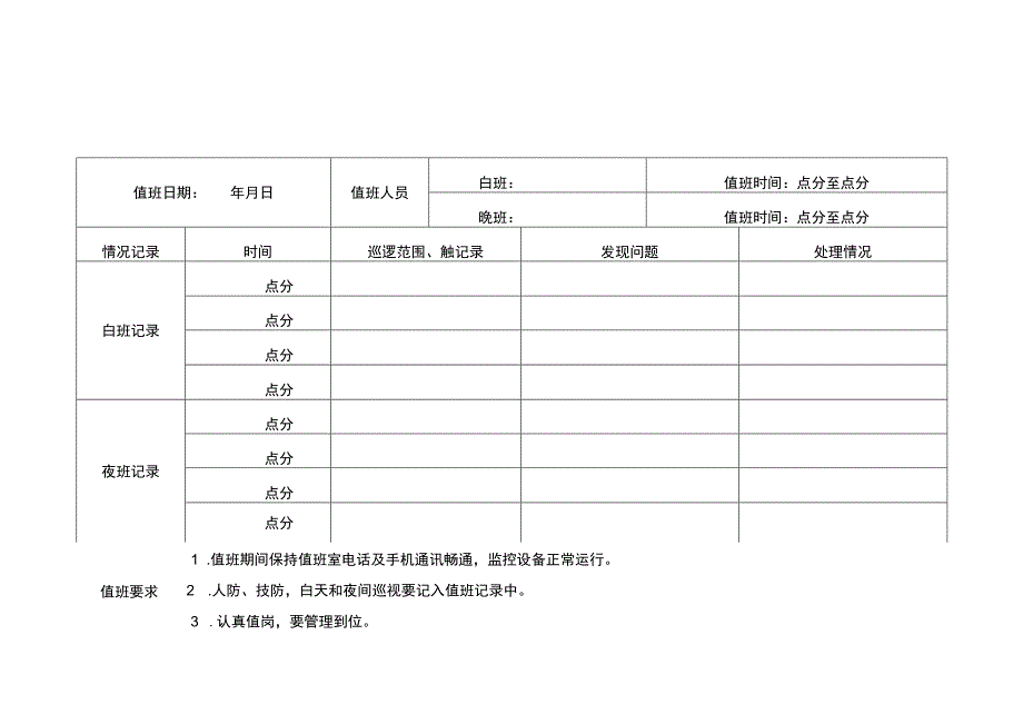 传达室值班监控记录表模板.docx_第1页