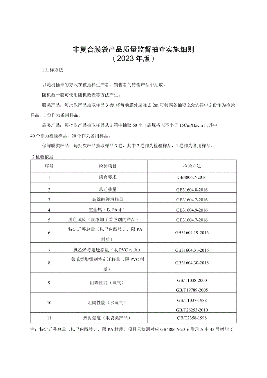 非复合膜袋产品质量监督抽查实施细则（2022年版）.docx_第1页