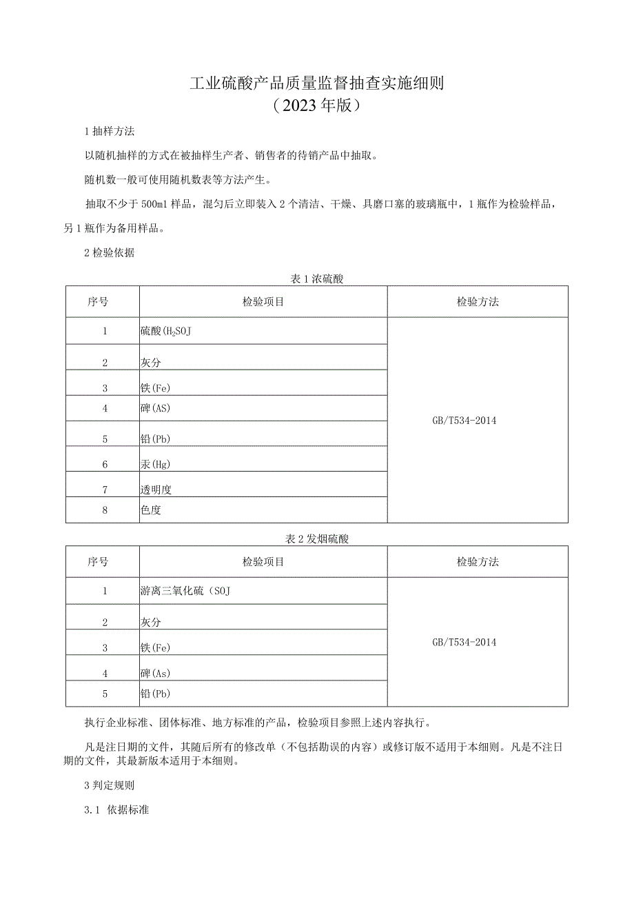 工业硫酸产品质量监督抽查实施细则（2022年版）.docx_第1页