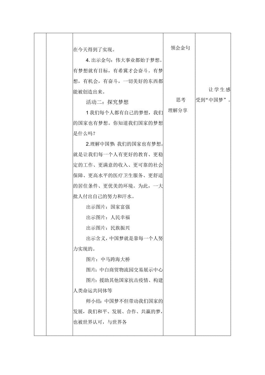 第一讲 伟大事业都始于梦想 教学设计（表格式）.docx_第2页