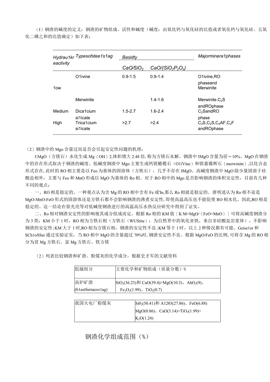 钢渣的矿物组成、活性和碱度.docx_第1页