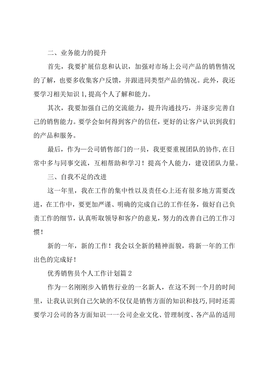 优秀销售员个人工作计划（19篇）.docx_第2页