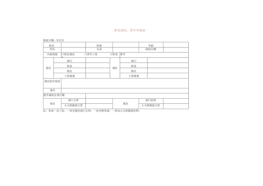 人力资源-离职管理-职员调动、晋升申报表.docx_第1页