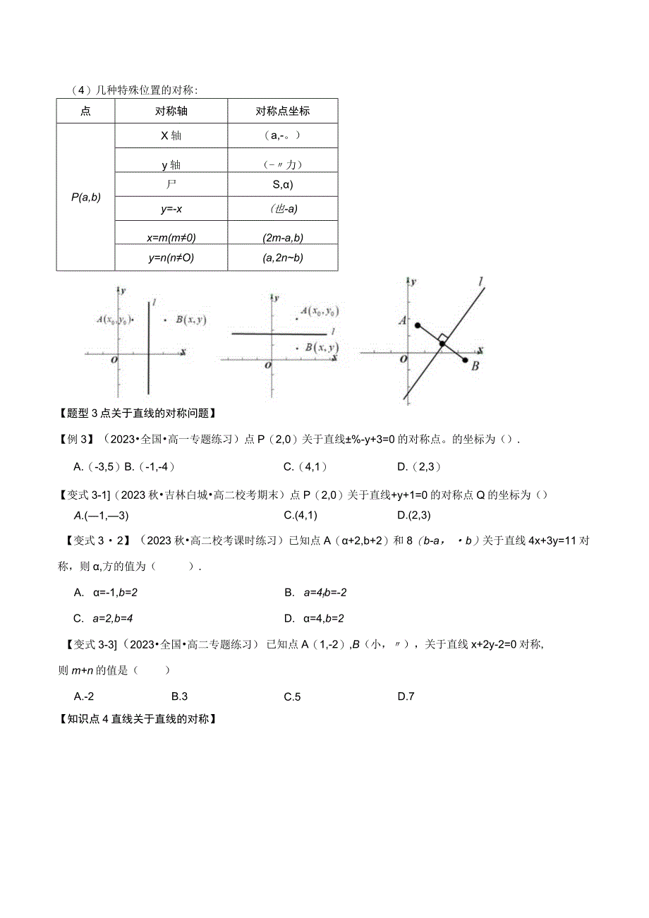 专题2.5 点、线间的对称关系【六大题型】（举一反三）（人教A版2019选择性必修第一册）（原卷版）.docx_第3页