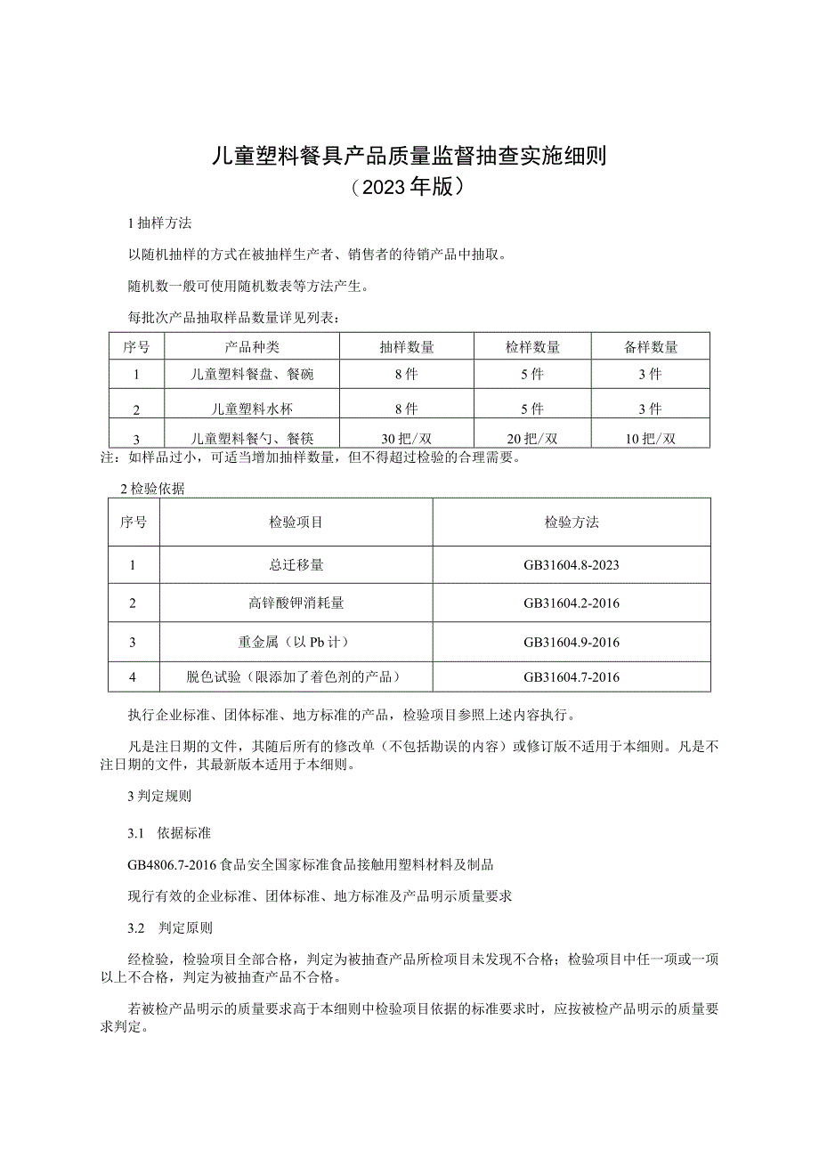 儿童餐具产品质量监督抽查实施细则（2023年版）.docx_第1页