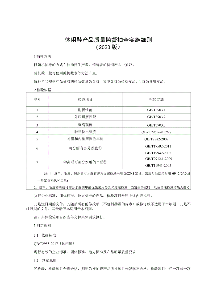 休闲鞋产品质量监督抽查实施细则（2023年版）.docx_第1页