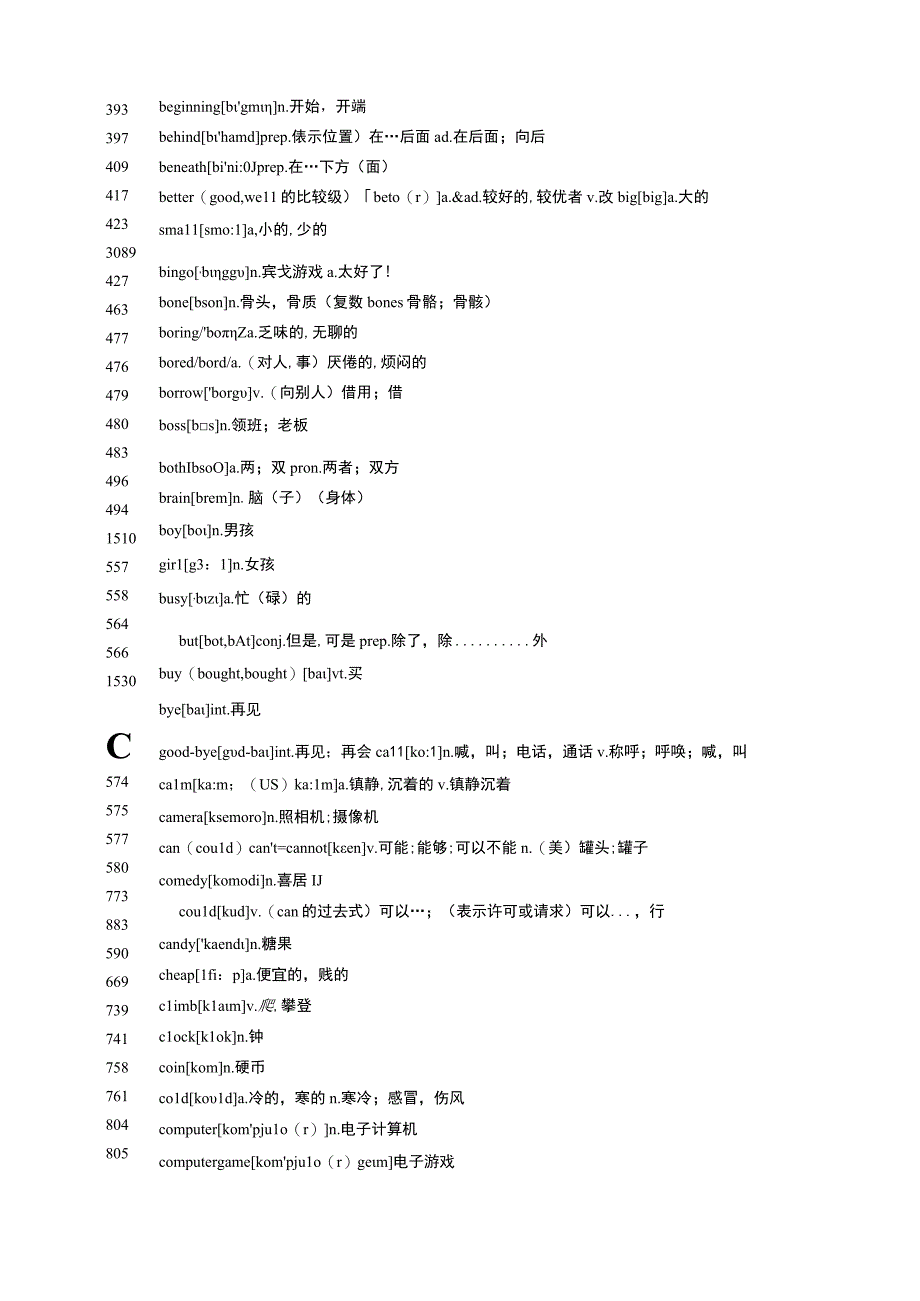 1. 小学、初一水平的词汇（536词）.docx_第2页