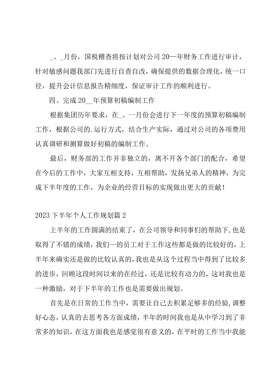 2023下半年个人工作规划10篇.docx_第2页