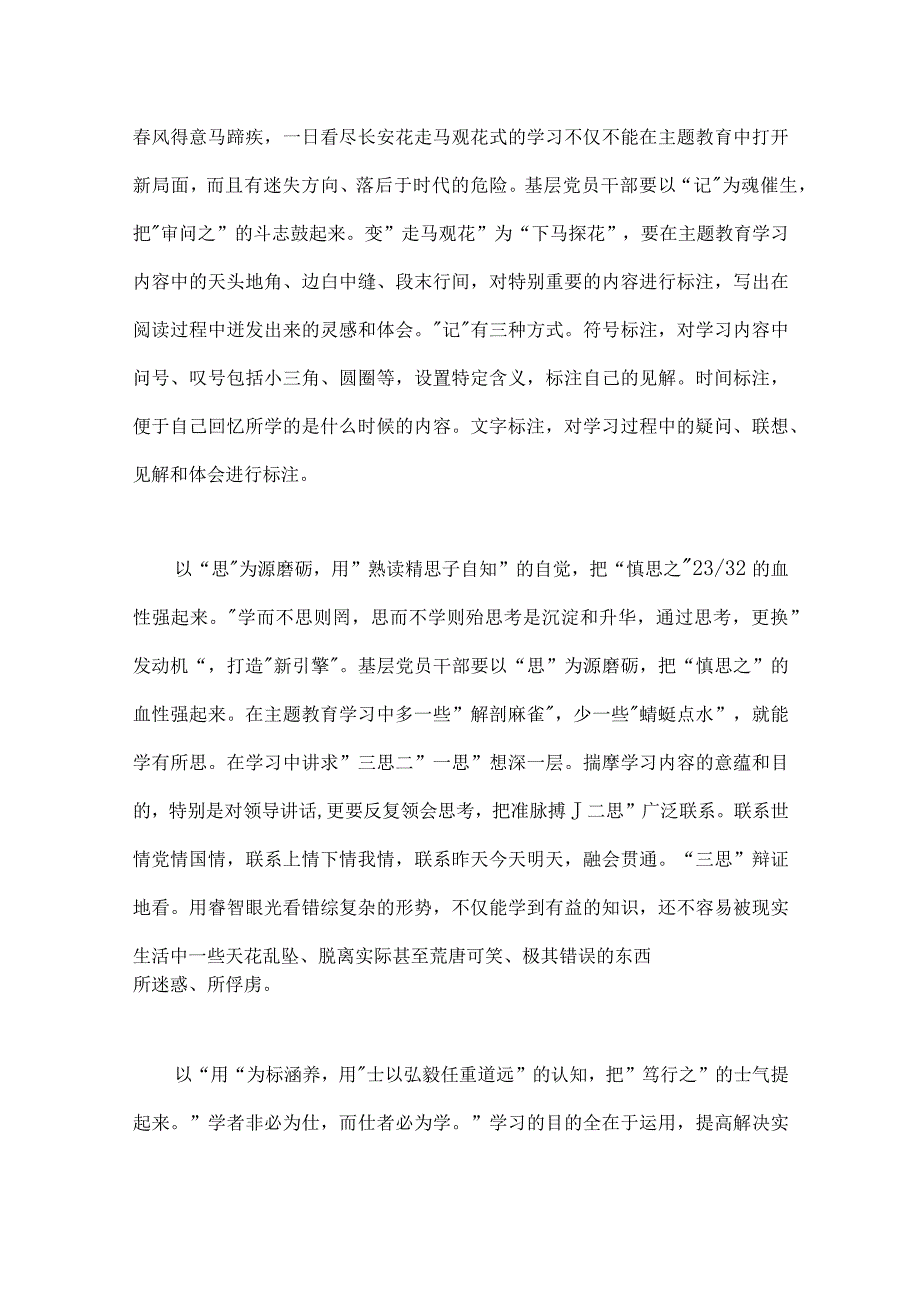 2023年推动第二批主题教育学习心得体会感想、专题研讨发言材料、党课讲稿【4篇文】.docx_第2页