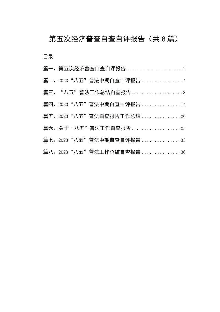 2023第五次经济普查自查自评报告（共8篇）.docx_第1页