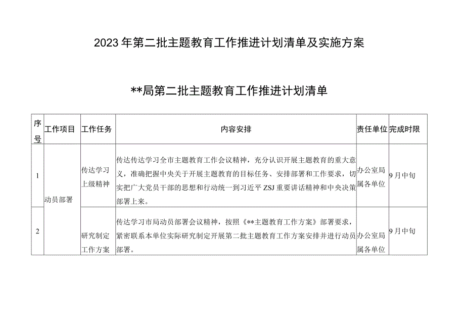 2023年第二批主题教育工作推进计划清单及实施方案.docx_第1页