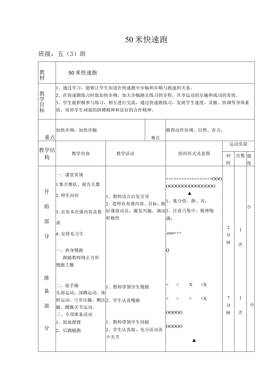 50米快速跑教学设计-人教版五年级体育与健康.docx_第1页