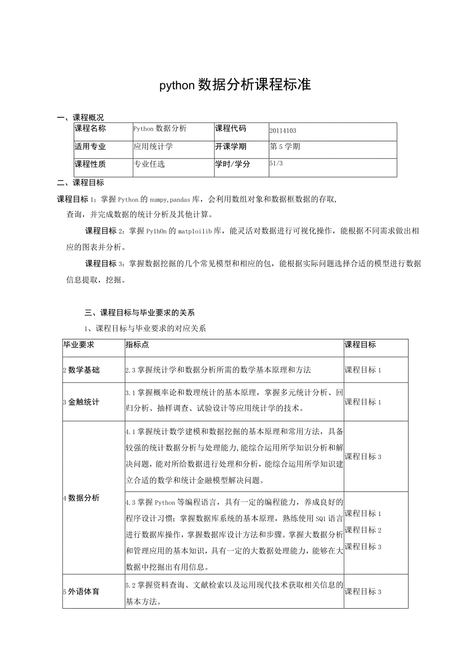 python数据分析课程标准.docx_第1页