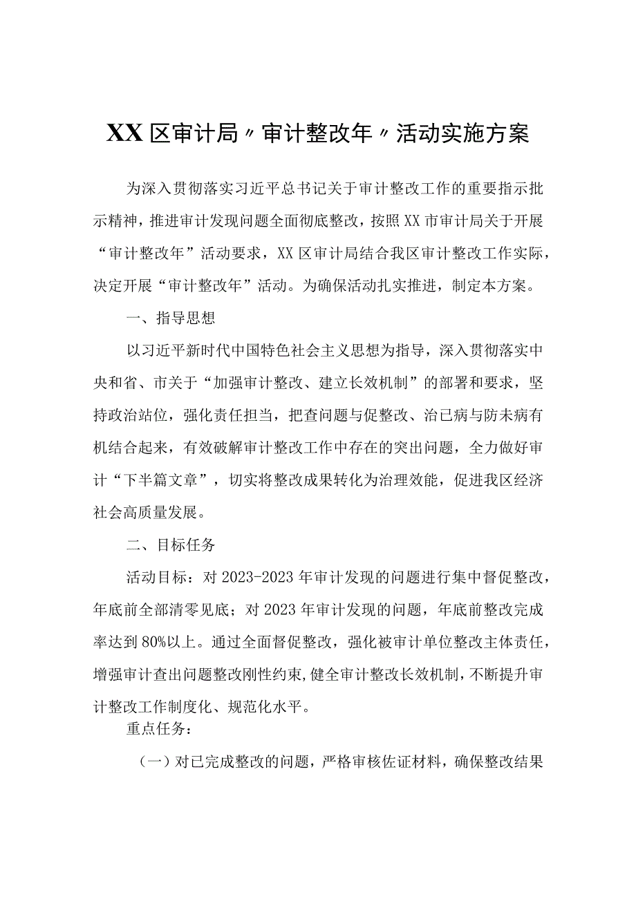 XX区审计局“审计整改年”活动实施方案.docx_第1页