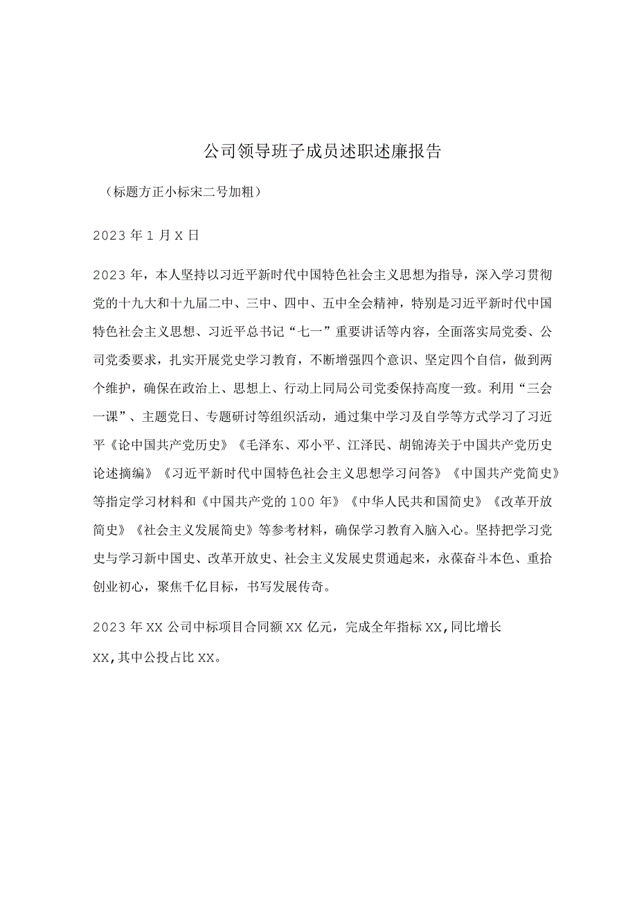 公司领导班子成员述职述廉报告.docx_第1页