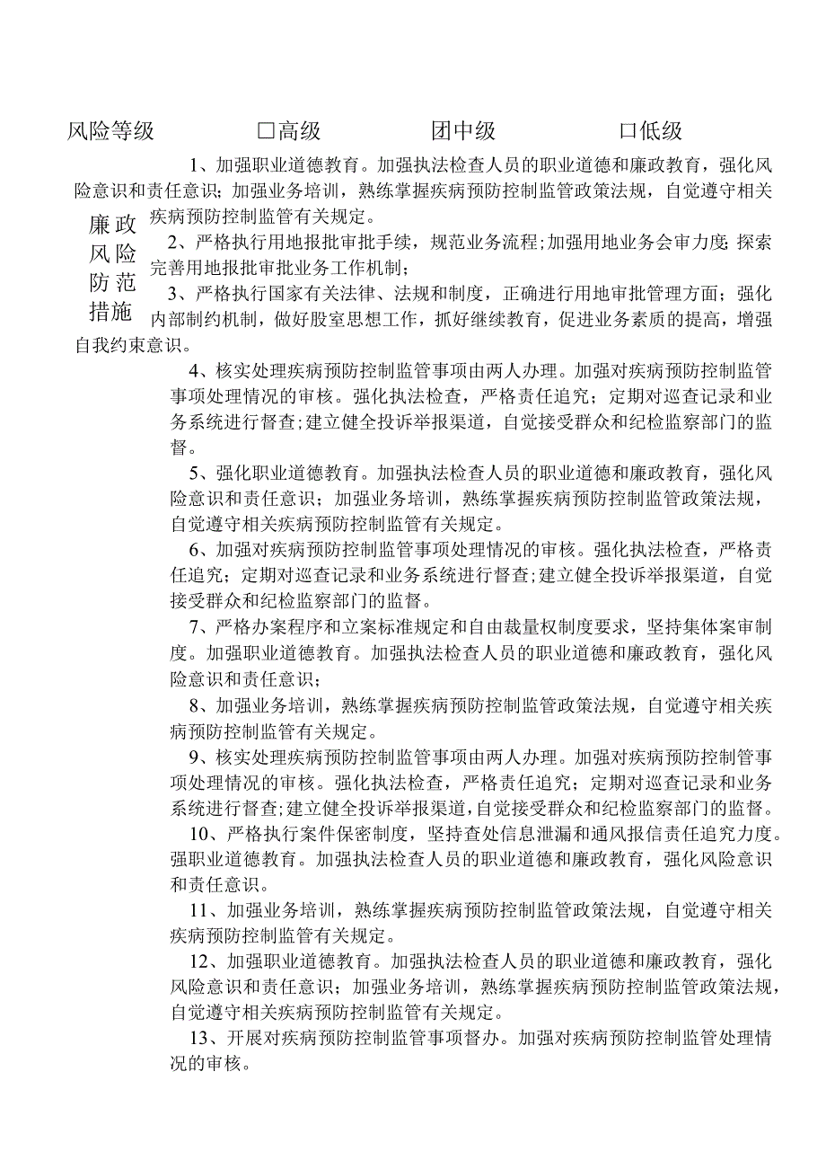 X县卫生健康部门疾病预防控制股股长个人岗位廉政风险点排查登记表.docx_第2页