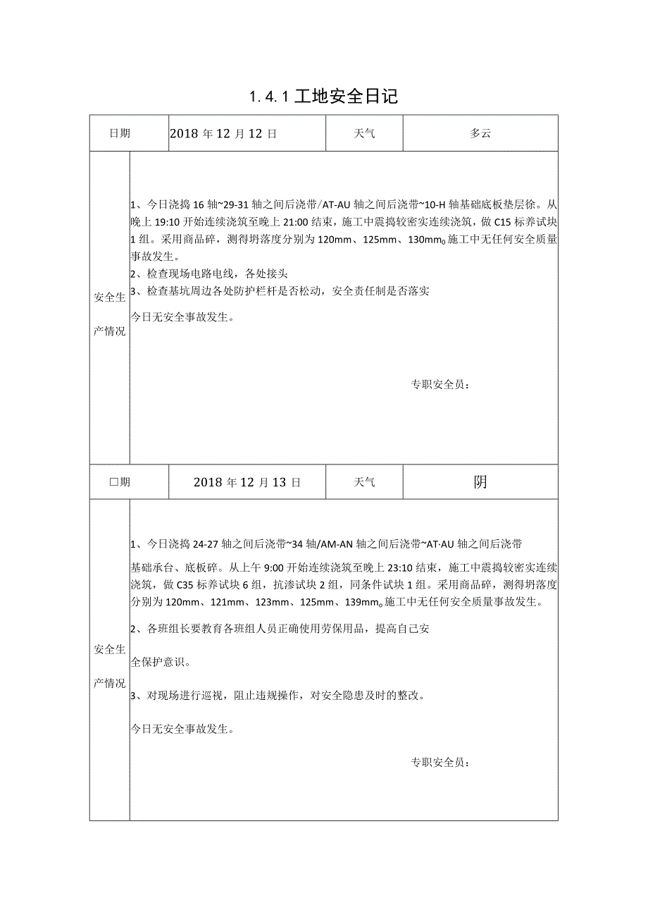 [施工资料]工地安全日记(7).docx_第1页