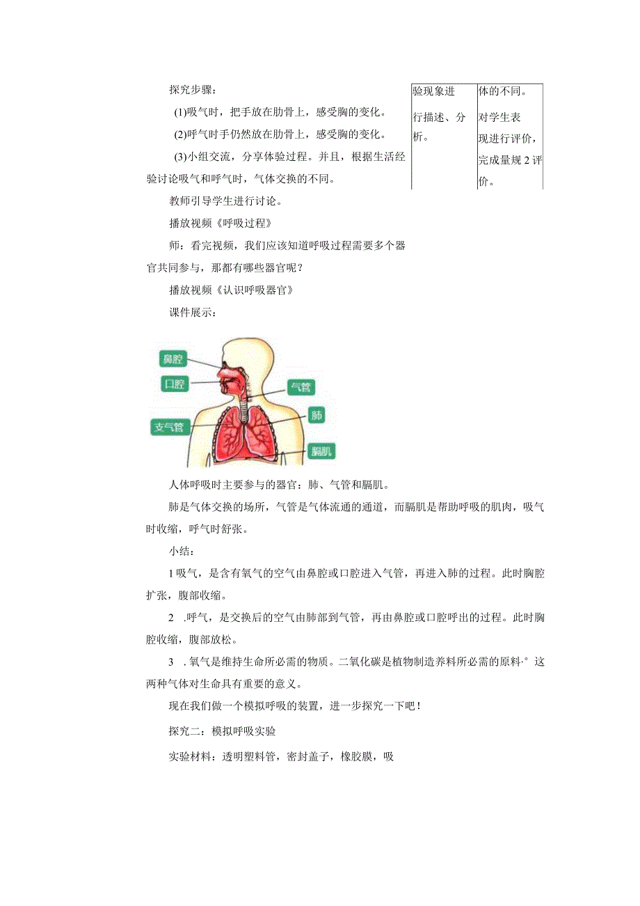 【大单元整体教学】教科版科学四上二单元《呼吸与消化》第1课 感受我们的呼吸 课时教案.docx_第3页