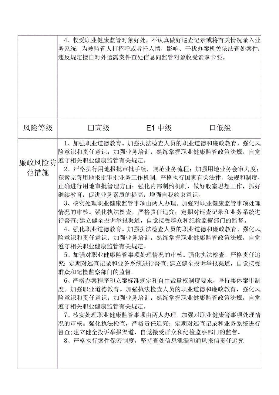 X县卫生健康部门职业健康股干部个人岗位廉政风险点排查登记表.docx_第2页